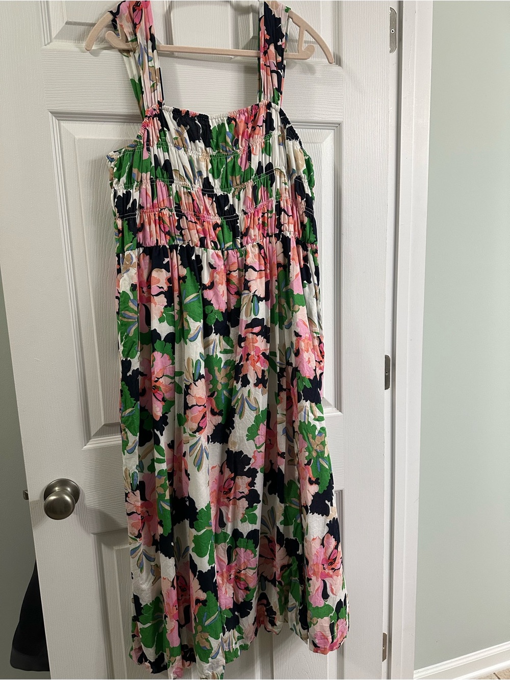 Tommy Hilfiger Floral Midi Dress in Pink, Green, Navy, White size16